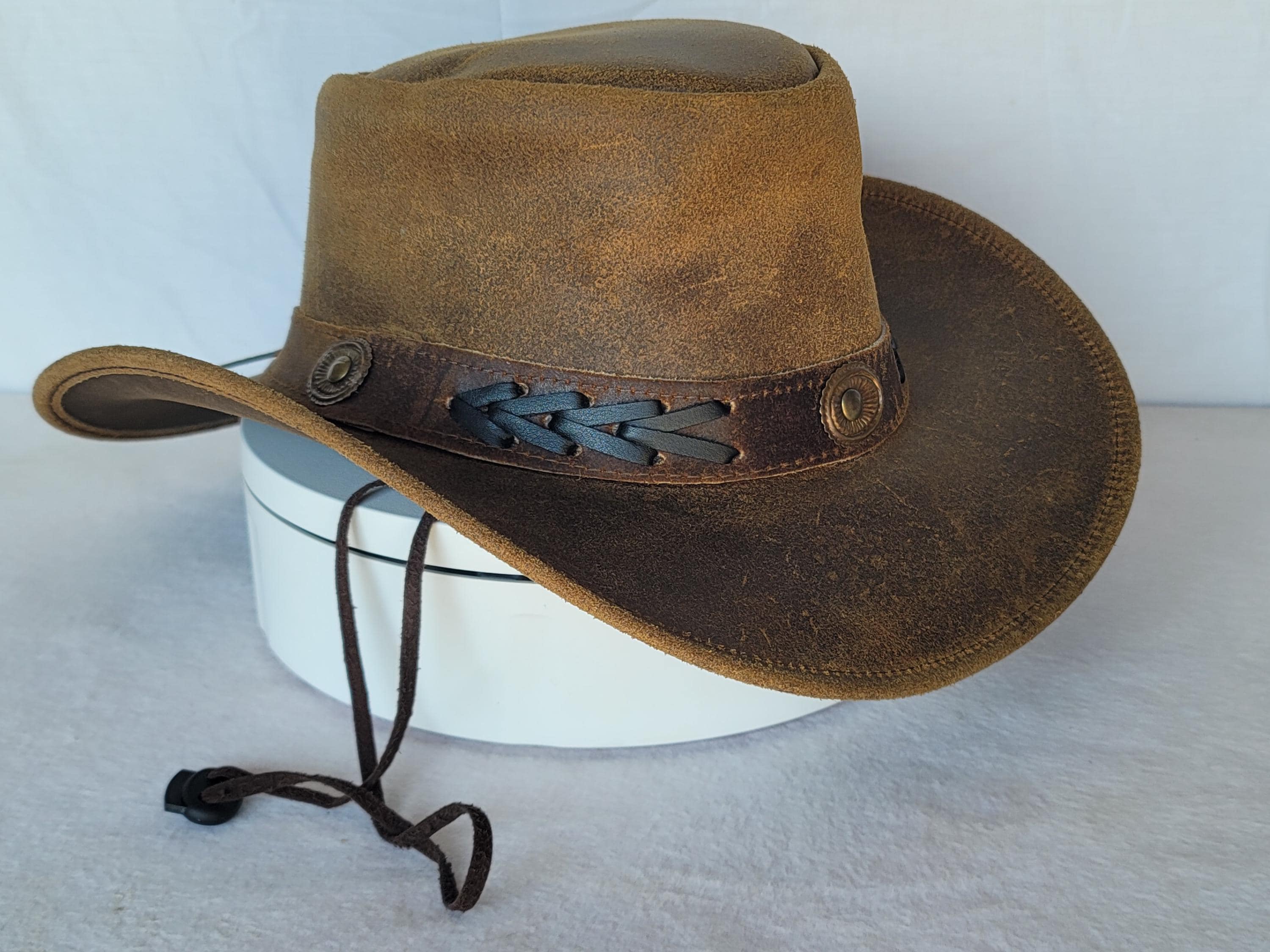 Handmade Brown Leather Cowboy Hat | Rustic Western Headwear - Etsy