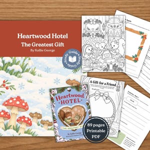 May include: A printable 89-page PDF study guide for the book Heartwood Hotel: The Greatest Gift by Kallie George. The set includes worksheets, coloring pages featuring woodland animals in winter scenes, and vocabulary exercises.