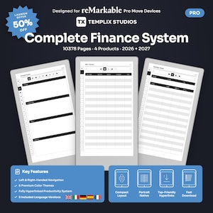 Complete Finance System for reMarkable Move | 4-Product Bundle, Finance Planner, Budget, Tax, Pro Bundle PDF