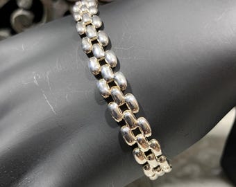 Vintage Italy Sterling Silver 925 Ball Bead Mesh Chain Bracelet