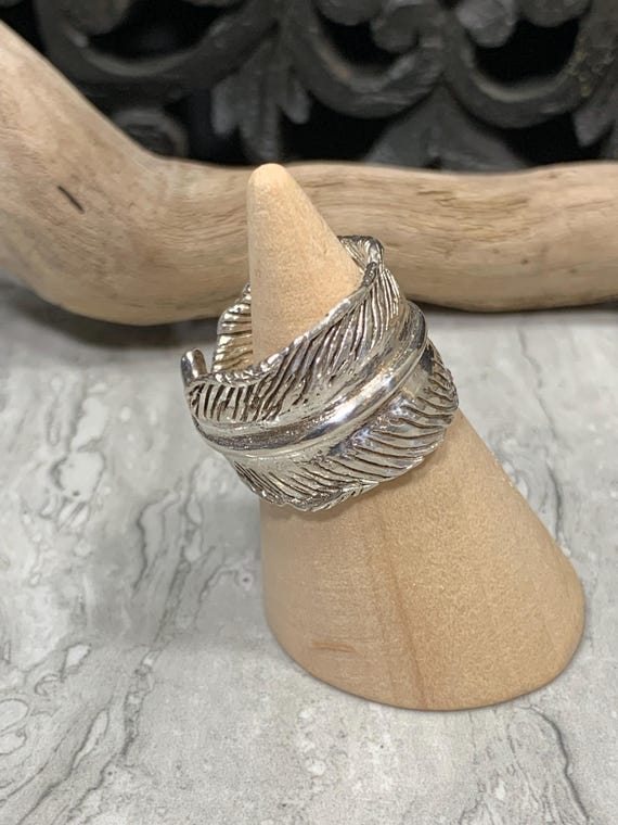 Sterling Silver Adjustable Wrap Around Feather Bo… - image 2