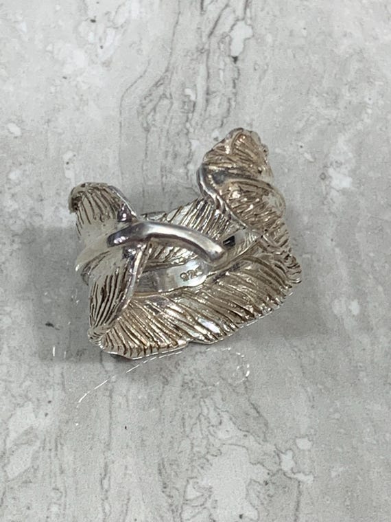 Sterling Silver Adjustable Wrap Around Feather Bo… - image 5