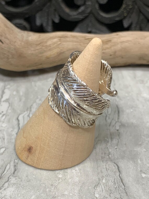 Sterling Silver Adjustable Wrap Around Feather Bo… - image 3