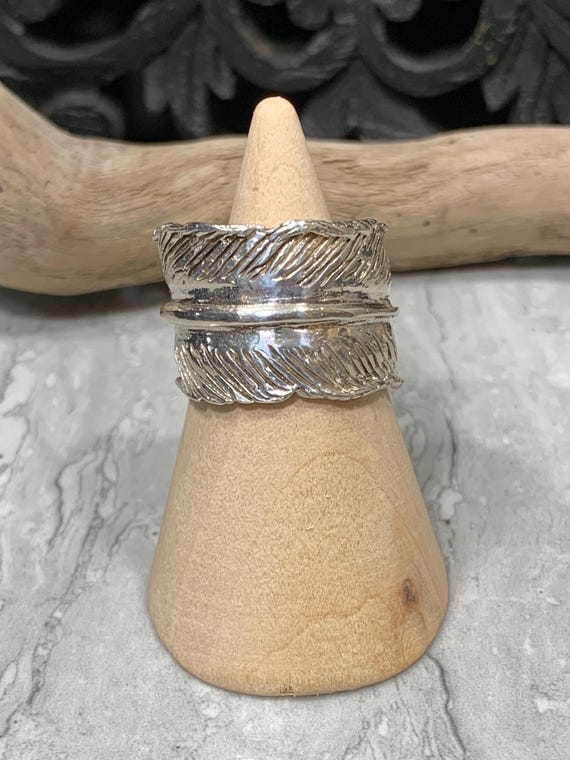 Sterling Silver Adjustable Wrap Around Feather Bo… - image 1