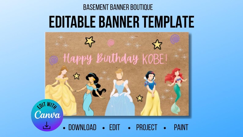 Editable Disney Princess Banner - Etsy