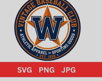 Space Baseball PNG, Retro Star Sports Design, Navy Orange Baseball Shirt Graphic, Digital Download