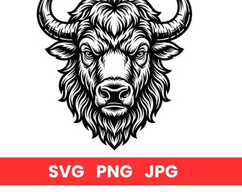 Buffalo SVG,PNG Cut File, Western Bison Head Design for Cricut, Rustic Farmhouse Animal SVG, Cowboy