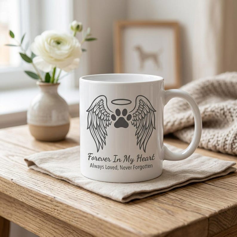 Dog Angel Wings Paw Print SVG, Memorial Pet Loss Craft File (digital ...