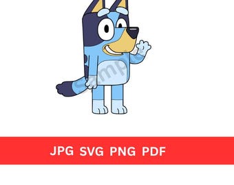 Blue Dog SVG PNG File for Kids Crafts, Cartoon Puppy Illustration, Cricut & Silhouette Digital Download