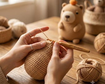 Capybara Crochet Pattern PDF, Amigurumi Capybara Plush with Orange, Beginner Friendly Crochet Animal Pattern, Easy Instant Download Toy