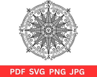 White Compass SVG PNG,| compass anchor svg | Cut File for Cricut, Nautical Travel Decal Design