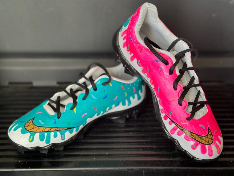 Custom Hand-painted Softball Cleats | Neon Drip Design - Etsy