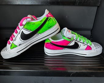 Custom Hand-Painted Neon Comic Nike Sneakers | Drip Pop Art Shoes