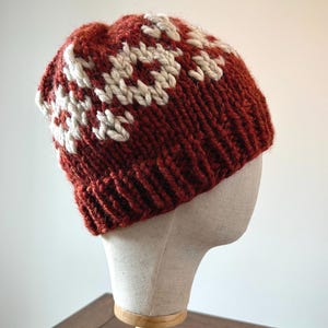 Hand Knit Fair Isle Chunky Beanie | Wool Blend Winter Hat