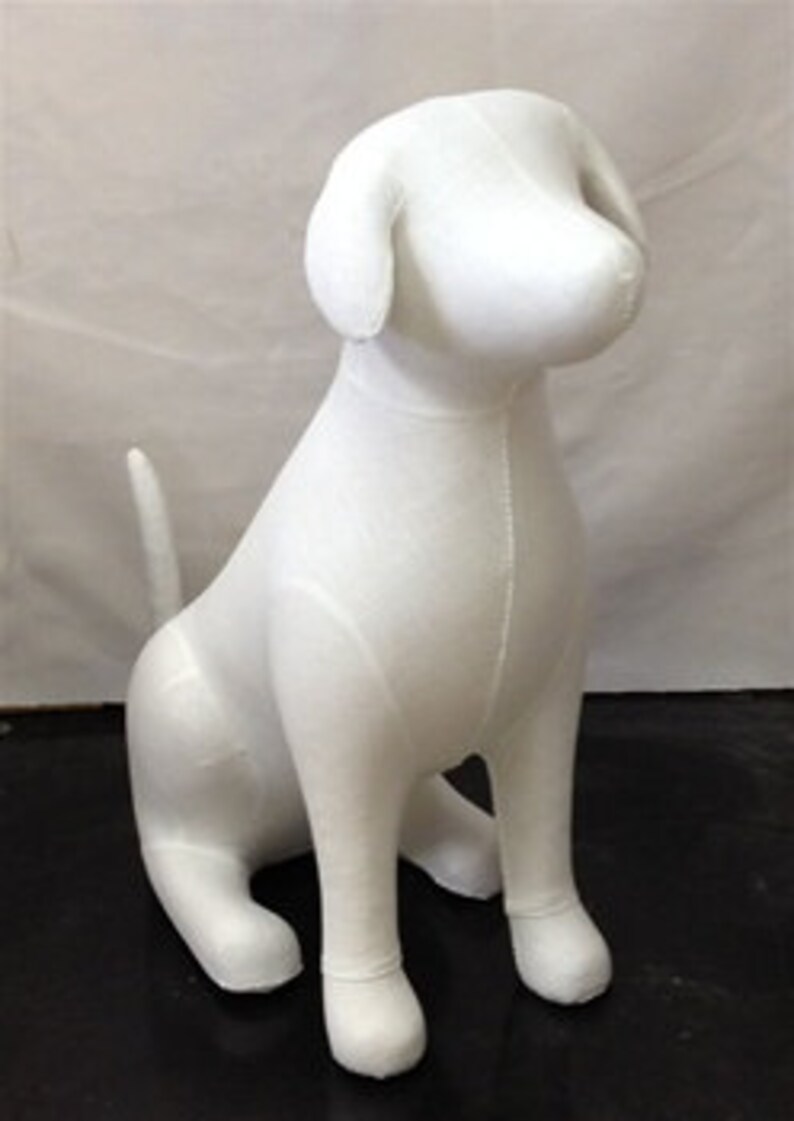 Professional Quality Dog Display Mannequin Large Sitting Dog, Fabric