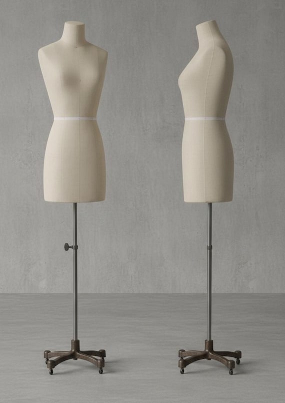 Size 8 Linen Dress Form: Half Scale, Adjustable Stand Size 8 Linen Dress Form: Half Scale, Adjustable Stand