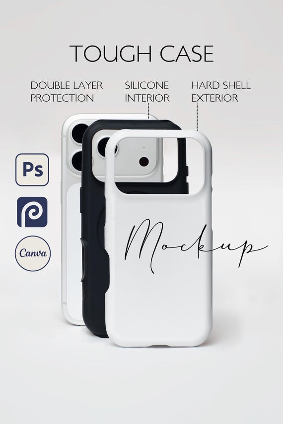 Mockup Tough Case iPhone 17 Pro, Canva Template and PSD File, Instant Digital Download