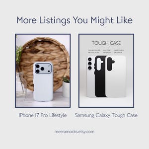 Tough phone case mockups for print-on-demand sellers. Features iPhone and Samsung Galaxy