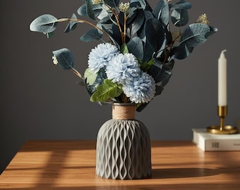 Textured Gray Ceramic Vase – Modern Sculptural Flower Vase with Rope Detail for Minimalist & Nordic Home Decor