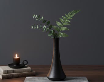 Moderne zwarte minimalistische vaas - hoge matte bloemenvaas voor gedroogde bloemen en woondecoratie