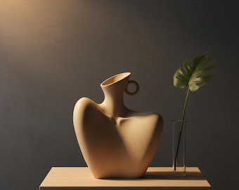 Modern Beige Abstract Body Vase – Minimalist Sculptural Ceramic Décor, Artistic Flower Holder