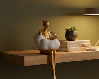 Modern Gold Abstract Figurine Sculpture Cloud Lady Decor