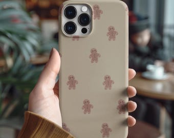 Telefoonhoesje kerstmis peperkoek | Leuke peperkoekman-etui voor de feestdagen | Esthetische kersttelefoonhoes | Vakantiecadeau voor haar