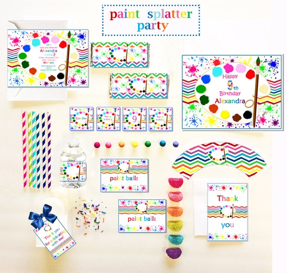 Paint Splatter 5x7 Invite And Party Decorations Personalized Etsy