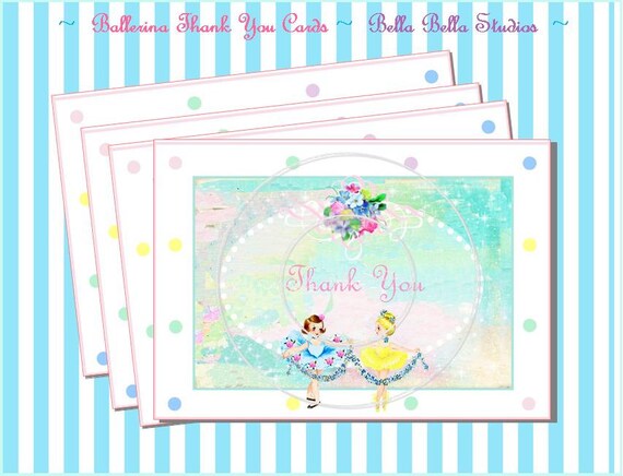 Ballerina Thank You Cards - Printable Instant Download Il_570xn