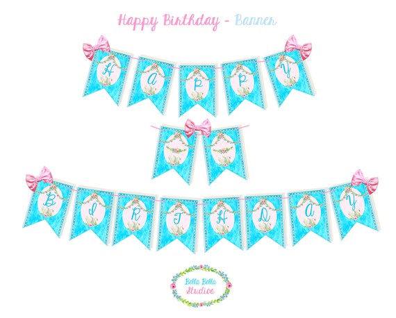 SWAN BIRTHDAY BANNER ~ Printable Instant Download Il_570xn