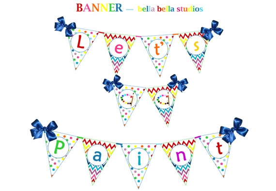 Chevron Rainbow Arts & Crafts Birthday Party - Printable Instant Download Banner Il_570xn