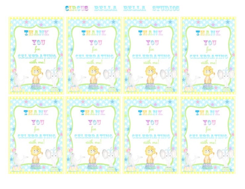 Circus Favor Tags ~ Printable Instant Download