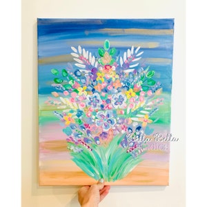 Floral original hand painted 16x20 canvas image 1