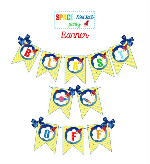 SPACE ROCKET BANNER ~ Printable Instant Download Il_570xn