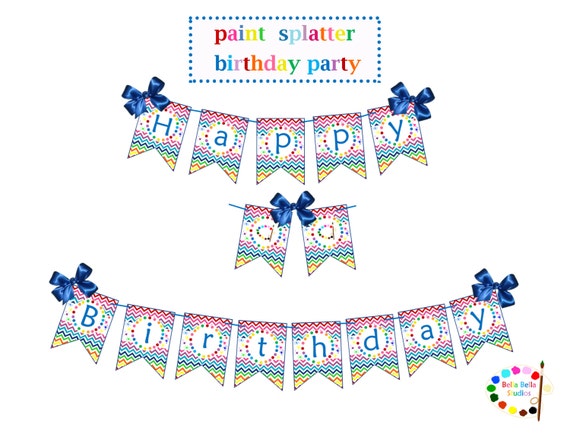 Chevron Rainbow Arts & Crafts Birthday Party - Printable Instant Download Banner Il_570xn