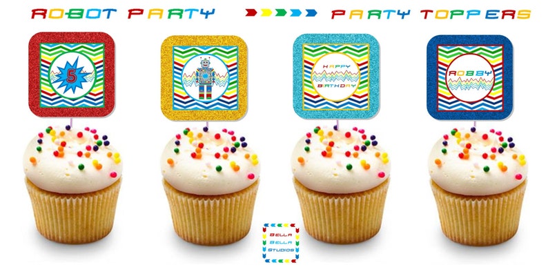 ROBOT Party Food Cards ~ Personalized Printable Download