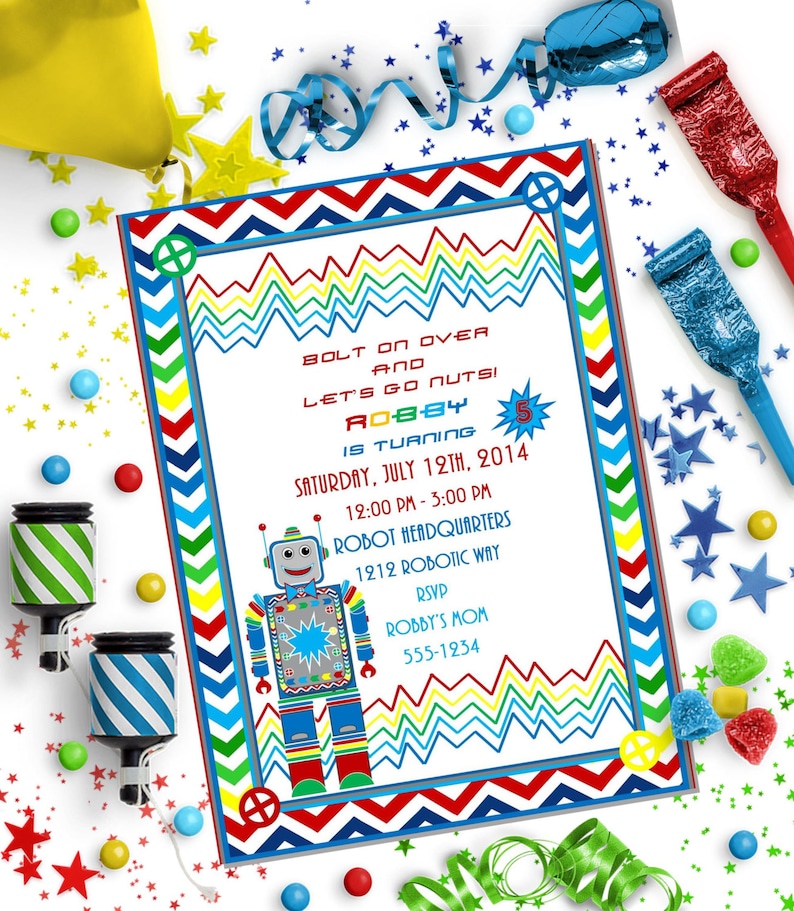ROBOT Party Food Cards ~ Personalized Printable Download