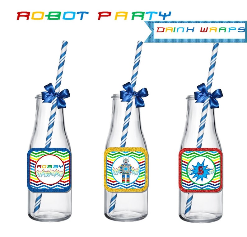 ROBOT Party Food Cards ~ Personalized Printable Download