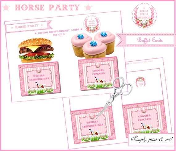 HORSE FOOD CARDS - Personalized Printable Download Il_570xn
