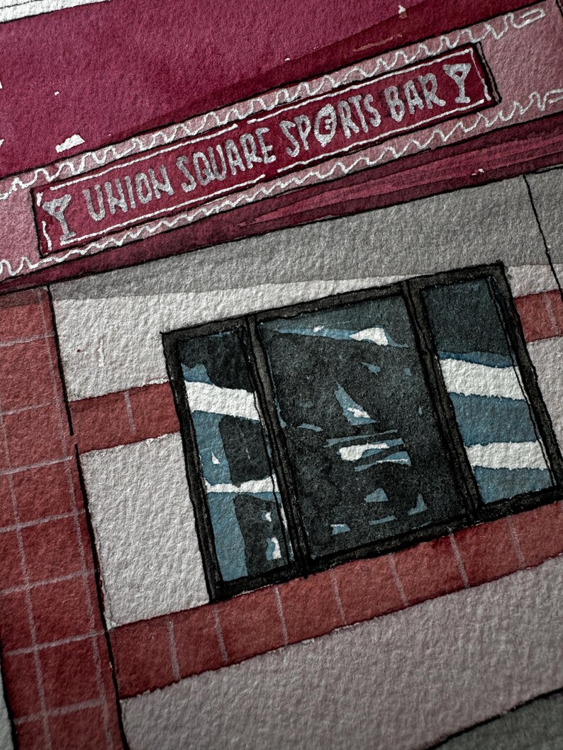 Union Square Sports Bar San Francisco, Downtown, Watercolor Prints, SF