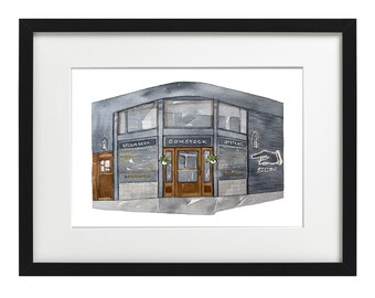 Comstock Saloon Watercolor Print – San Francisco Bar Art