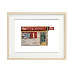 The Page Bar - San Francisco, Watercolor Prints, SF drawing, wall art, Facades, storefronts, home decor, art prints, illustration