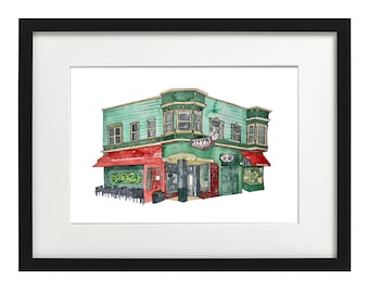 Tony's Pizza North Beach - San Francisco, Watercolor Prints, SF drawing, art, Facades, storefronts, home decor, art prints, illustration