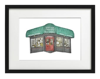 Trattoria Contadina Watercolor Print – San Francisco Landmark Wall Art