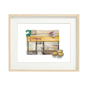 Golden Gate Bakery  - San Francisco, Watercolor Prints, SF drawing, wall art, Facades, storefronts, art prints, illustration