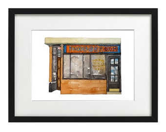 Stampa acquerello del bar di San Francisco - "The Boardroom" SF Wall Art