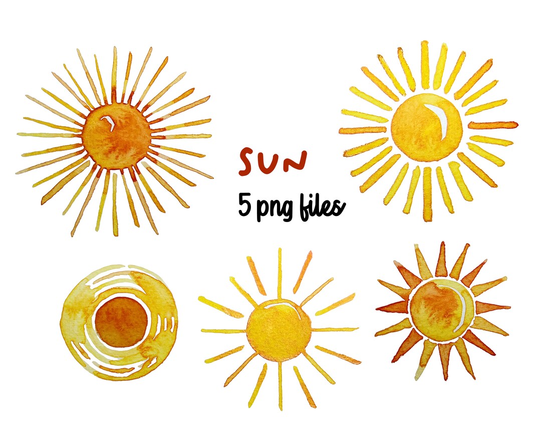 Watercolor Sun Clip Art Hand Painted Clouds Watercolour - Etsy