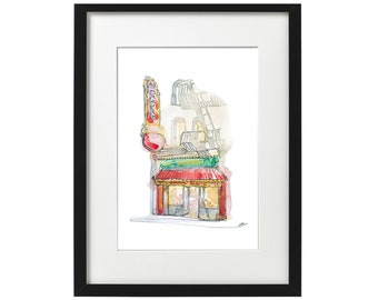 San Francisco Bakery Watercolor Print: Eastern Facade Art