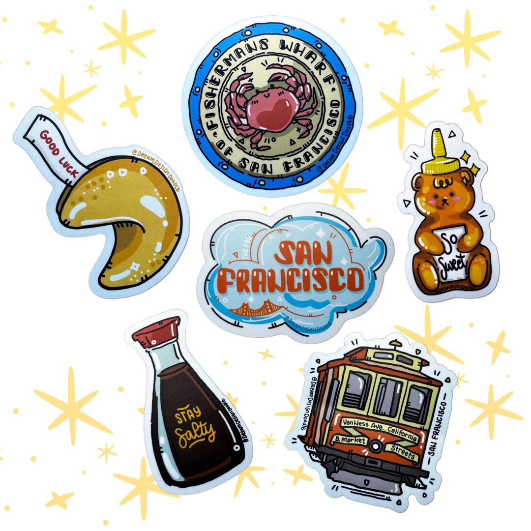 Sf Sticker San Francisco Sticker Set, SF Tourist Icons, Waterproof Vinyl Decals - Etsy
