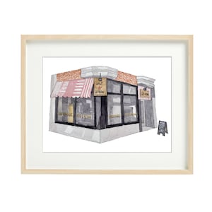 Stampa ad acquerello di Salt & Straw San Francisco, illustrazione di vetrina